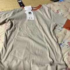 しまむら田中里奈ベージュ/オレンジ 半袖Tシャツ L