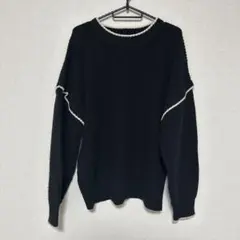 INGNI ブラックニットセーター　3G配色ステッチニット