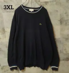 LACOSTE ラコステ 3XLsize 刺繍ロゴ セーター ネイビー
