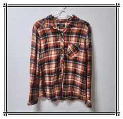 【EAST BOY】赤　チェックシャツ　おしゃれ 朱色　9 カジュアル重ね着