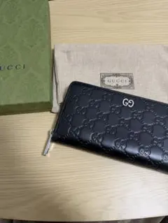 GUCCI グッチ 長財布 GG シグネチャー ネイビー ウォレット 2765 