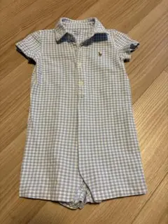 Ralph Lauren 半袖ロンパース 9M 水色チェック
