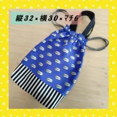 №22上履き入れ　お着替え袋　巾着　入園入学セット　車×グリーン　アメ車