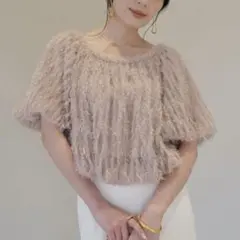anuans ツイードペプラムブラウス White | Mercari