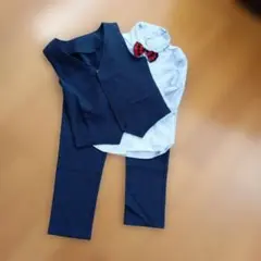 中古　美品　130卒園式入学式発表会ネイビーブルー フォーマルスーツセット