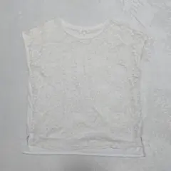 grove グローブ レース 花柄 Tシャツ L ホワイト トップス