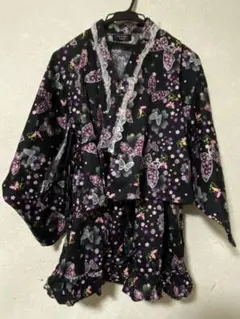 キッズ 女の子 蝶々柄 ワンピース 羽織り セットアップ 浴衣ドレス　夏