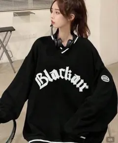 SHEIN Vネック スウェット ブラック