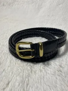 美品　COACH 本革 メッシュ レザーベルト 編み込み ブラック ユニセックス 美品 COACH 本革 メッシュ レザーベルト 編み込み ブラック ユニ
