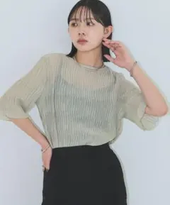 マントマリーズAunt Marie's シフォン楊柳ハーフスリーブブラウスのサムネイル