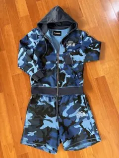 【値下げ】 【美品】DIESEL 迷彩柄 フード付きスウェットセットアップ