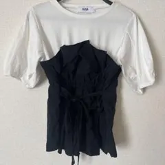 AZUL BY MOUSSY ドッキングTシャツ ブラック×ホワイト Mのサムネイル