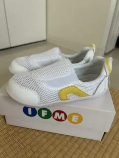 IFME メッシュ スリッポンシューズ ホワイト/イエロー　18.5cm