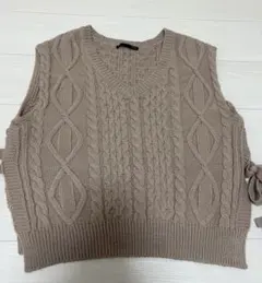 Heather ベージュ Vネック ニットベスト