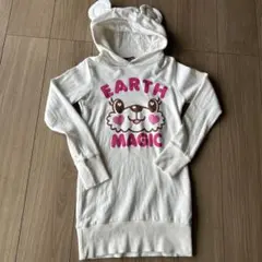 140cm♥EARTH MAGIC フード付きトレーナー ワンビース