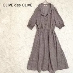 【オリーブデオリーブ】カットソーフレアワンピース　花柄　　レトロ風　スカート