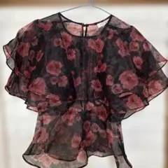 topshop オーガンジーボリュームフリルブラウス　花柄フラワーのサムネイル