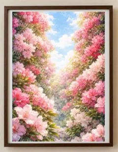 【水彩画アート】満開の花々がつくる光の回廊 2L版写真用紙