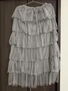 【フリルチュールスカート／グレー】　値下げいたしました