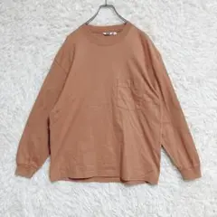 【UNIQLO】ユニクロ クルーネックTシャツ (L) 長袖 胸ポケット 無地