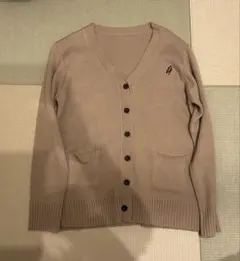ベージュ Vネック カーディガン フリーサイズ