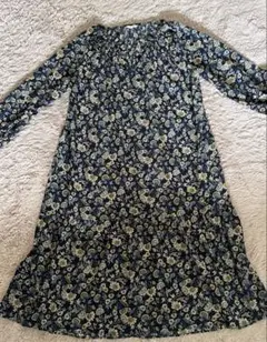 studio CLIP ネイビー花柄長袖ワンピース Mサイズ
