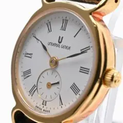 美品 稼働 UNIVERSAL GENEVE スモセコ 純正革ベルトローマン文字のサムネイル