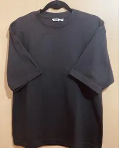 ユニクロU エアリズムコットンオーバーサイズT/ボーダー/5分袖　M