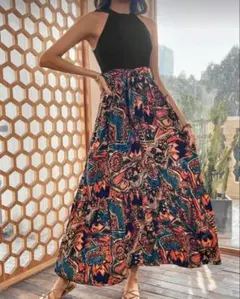 ボヘミアン ロングワンピース エスニック アフリカン マキシワンピース ★新品★