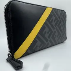 【極美品】現行モデル　FENDI ダイアゴナル　ラウンドジップ　長財布　イエローのサムネイル