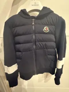 美品✨MONCLER ダウン ニット切り替え 異素材 ロゴ付 ジッパー 130 