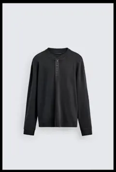 ZARA ヘンリーネック ワッフルニット Tシャツ 現行完売品　Mサイズのサムネイル