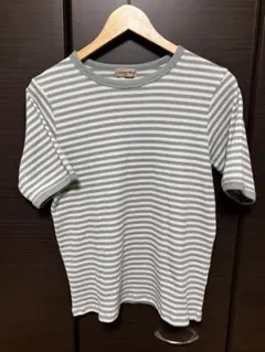 サマンサモスモス＊ワッフルボーダーＴシャツ(グリーン×ホワイト)
