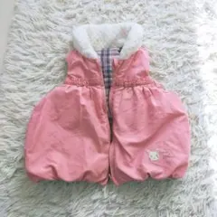 ピンク 中綿で暖かいリバーシブルベビーベスト