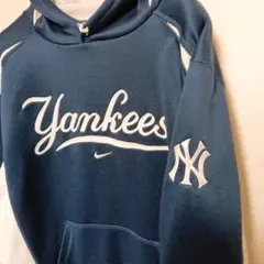 ヤンキース ナイキ NIKE Yankees裏起毛パーカー 紺×白 M