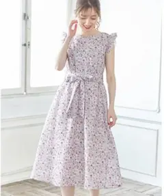 新品未開封＊トッコ　肩フリルフラワーハートネックワンピース大人可愛いお洒落小花柄