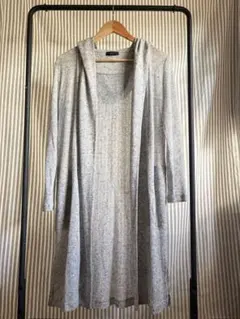 COMME CA ISM フード付きロングカーディガン S グレー
