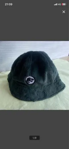 恐竜モチーフ フリース帽子 ダークグレー