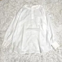 SIMPLICITE シアー T ブラウス バックヘンリー フリー 白のサムネイル