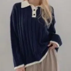 DAZY ポロニットセーター 【ネイビー】