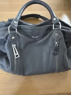 Zadig&Voltaire グレー レザー ショルダーバッグ