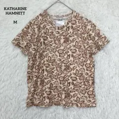 KATHARINE HAMNETT 総柄Tシャツ M コットン リネン混 日本製のサムネイル