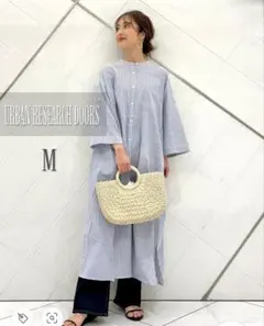 美品】アーバンリサーチ ドアーズ　スタンドカラー　ストライプ　ワンピース　シャツ