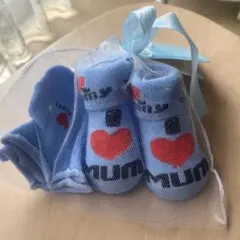 ベビー　靴下ミトンのセット　ブルー系　メッセージカード付き