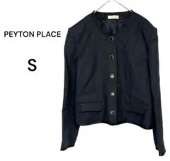 【ペイトンプレイスPEYTON PLACE】ノーカラージャケット　麻混　黒　Sのサムネイル