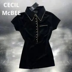 00s CECIL McBEE ベロア　ポロシャツ　平成　マクブリング　ロック