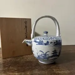 681箱15)アンティークな青い山水画の陶器急須 - メルカリ