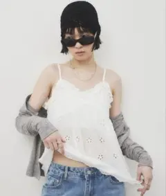 【新品未使用】 HANNE エンブロダリーコットンキャミ