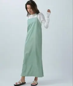 新品yori キャミストライプワンピース グリーン36 - メルカリ