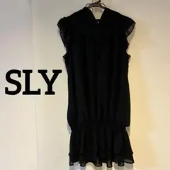 SLY スライ フード付き ミニワンピース シフォントップス フーディー フリル